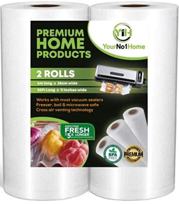 YourNo1Home – Sous Vide Vacuum Sealer Rolls – Commercial Grade Food Saving Bags Rolls – Honeycomb Embossed – BPA Free Vacuum Seal Bags – Ideal for Portion Control & Food Storage (28cm)